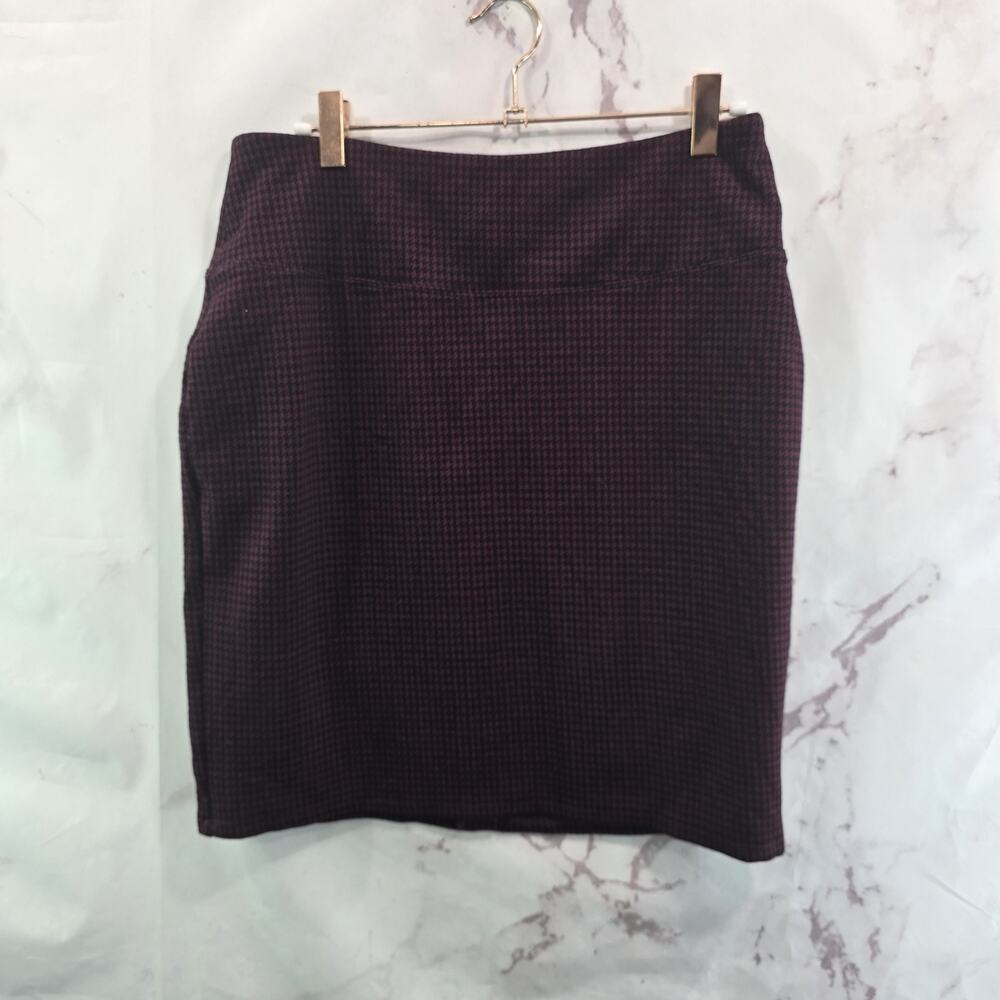 J Jill Skirt Womens XS Red Black Houndstooth Mini Stretch Pull On Wearever